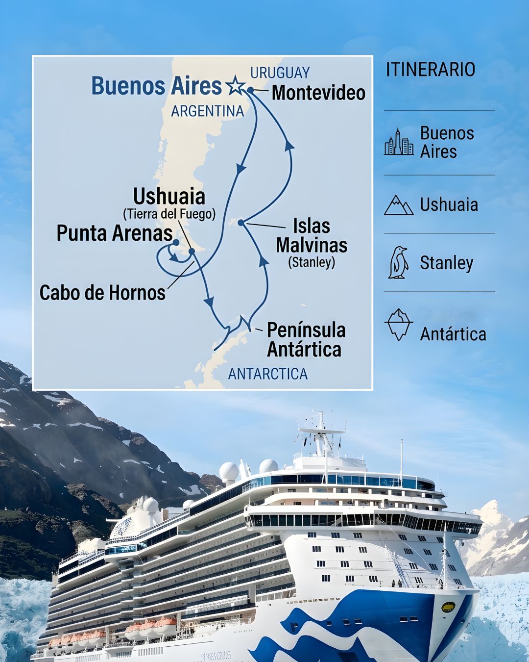 Crucero Antártida y Malvinas - Princess Cruises